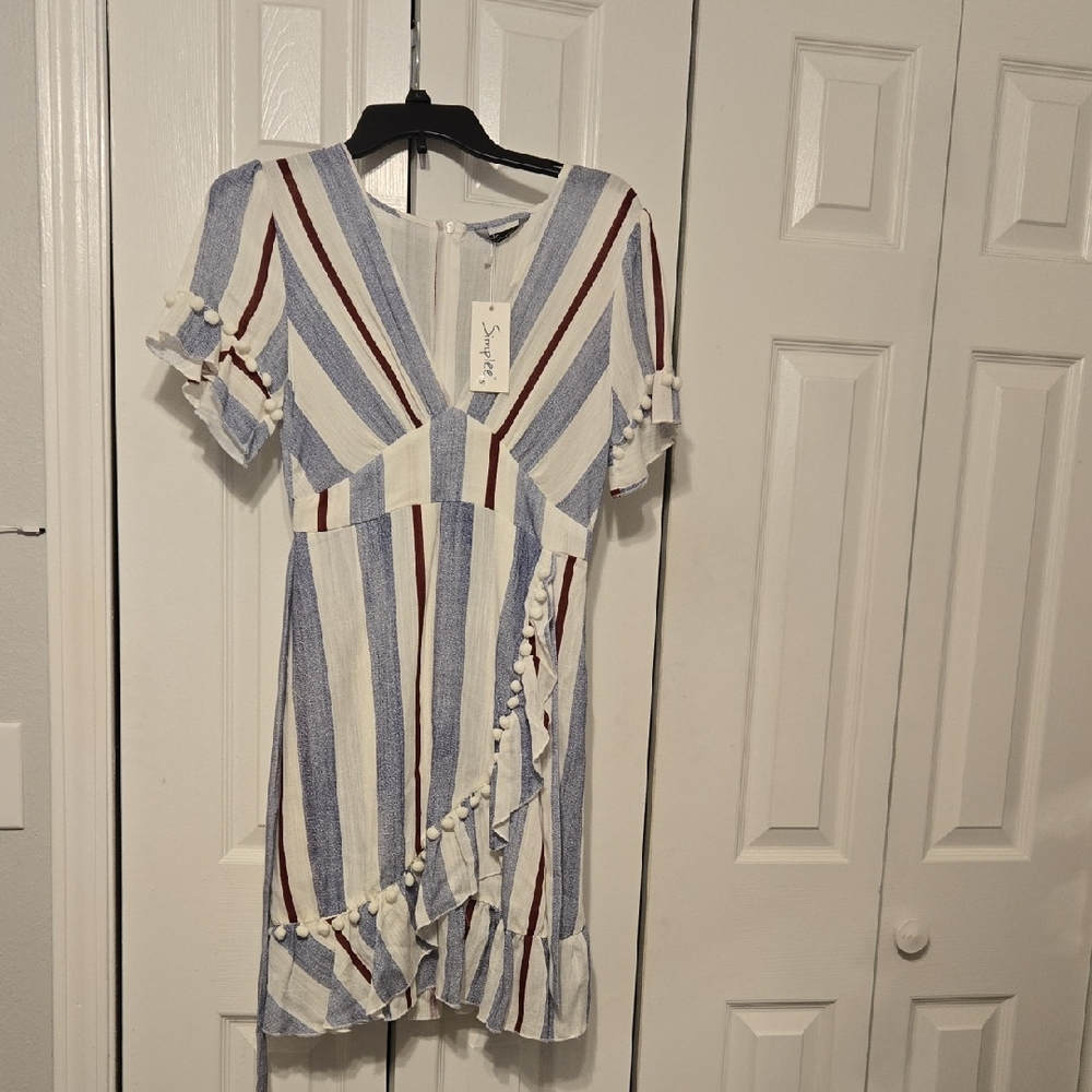 Simple Red and Blue Striped Fabric